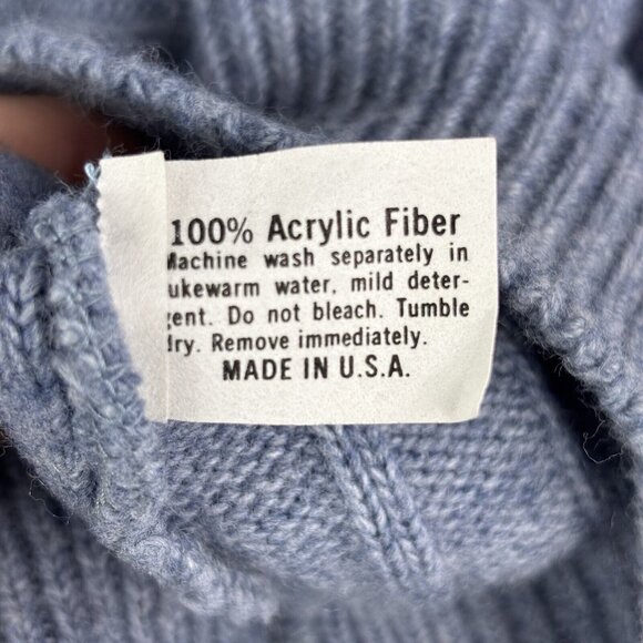 Vintage Mens Sweater Vest M Blue Ribbed Academia 80s 90s USA American Priority - Picture 4 of 8